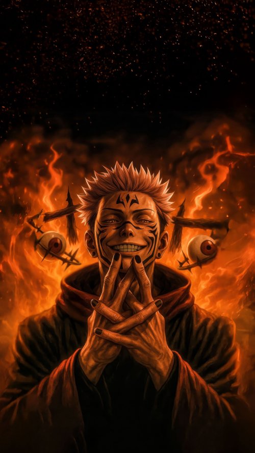 Sukuna Fiery Anime Wallpaper - jujutsu kaisen Wallpaper