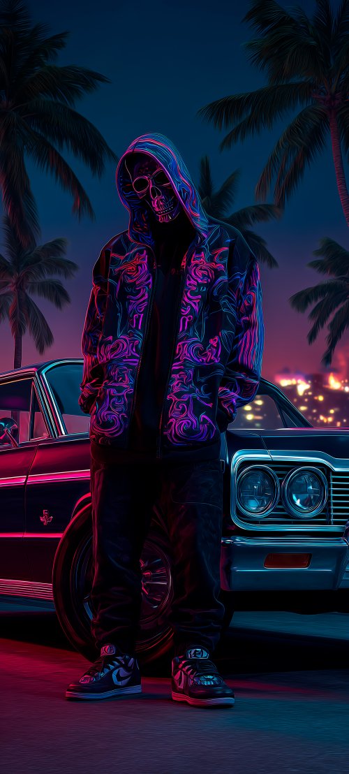 Neon Skull Streetwear Aesthetic