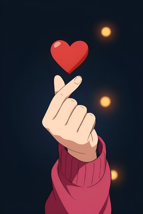 Anime Finger Heart Gesture - anime Wallpaper