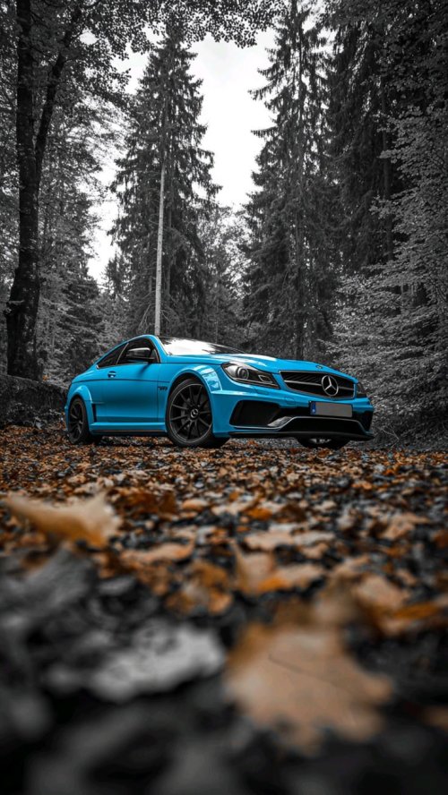 Blue Mercedes in Forest - Related OpersCraft wallpaper