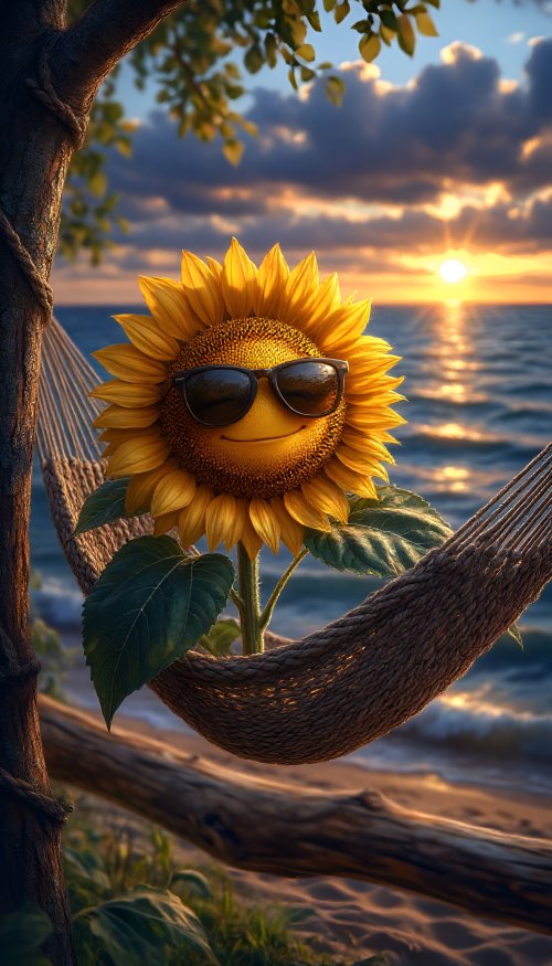 Sunflower Relaxing in Hammock - beach Wallpaper