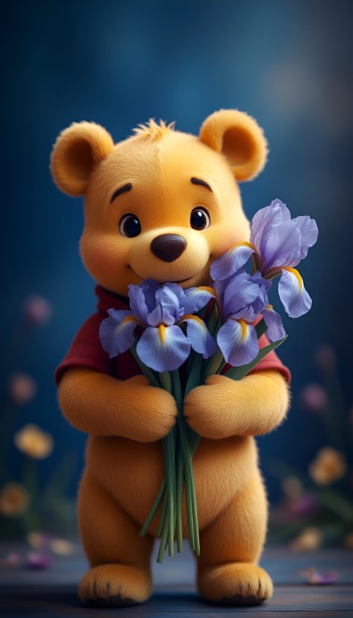 Winnie the Pooh Flowers - cartoon Wallpaper
