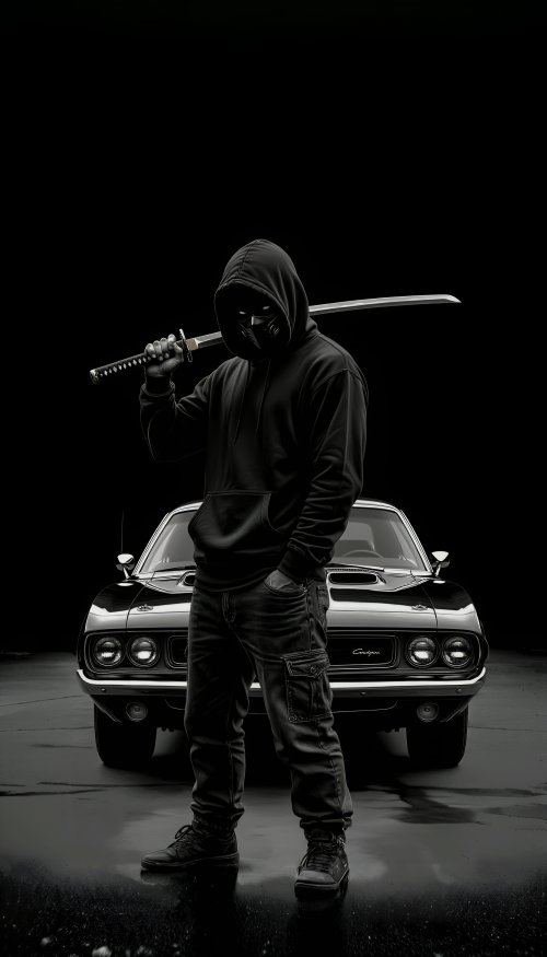Warrior With Classic Car