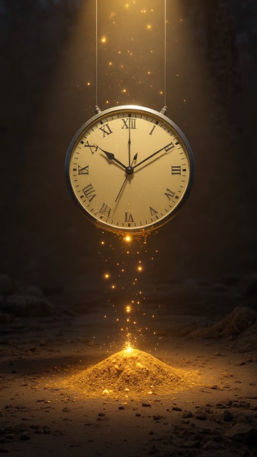 Golden Floating Timepiece - art Wallpaper