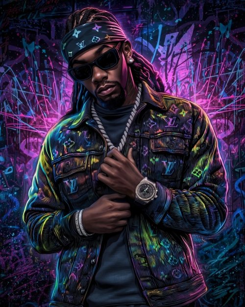 Neon Rapper Streetwear Portrait - Related StockWalls wallpaper