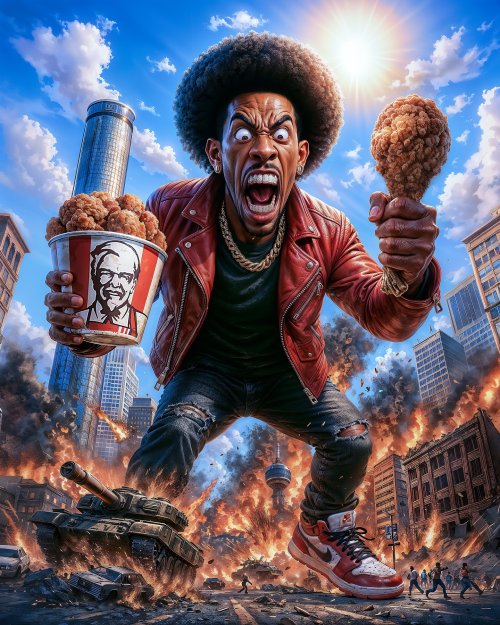 Giant Fried Chicken Chaos - digital art Wallpaper