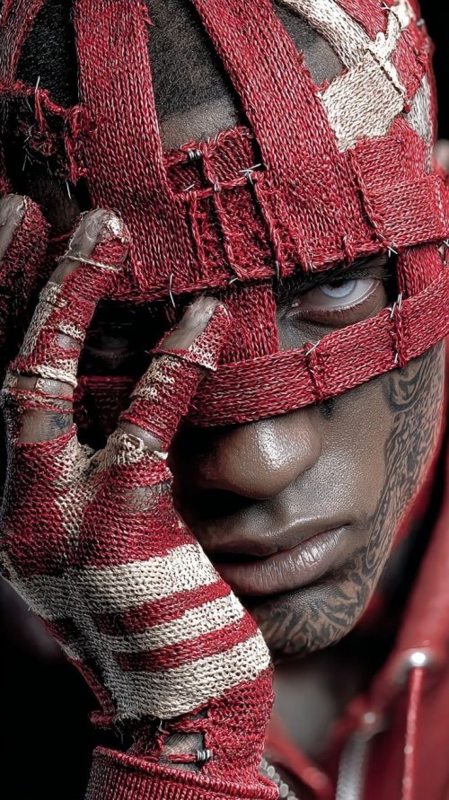 Wrapped Red Mask Warrior - dope Wallpaper