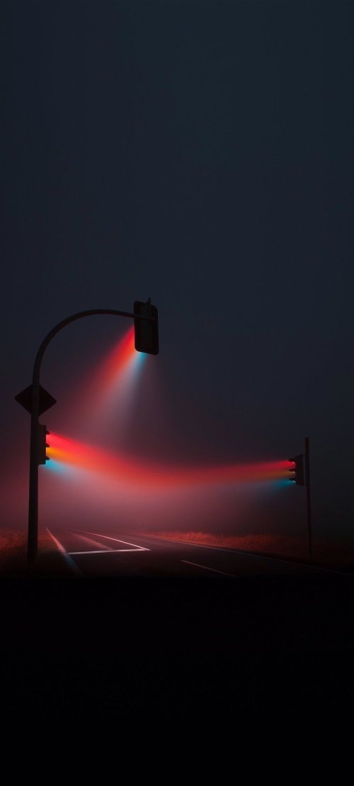Foggy Neon Traffic Lights - neon Wallpaper