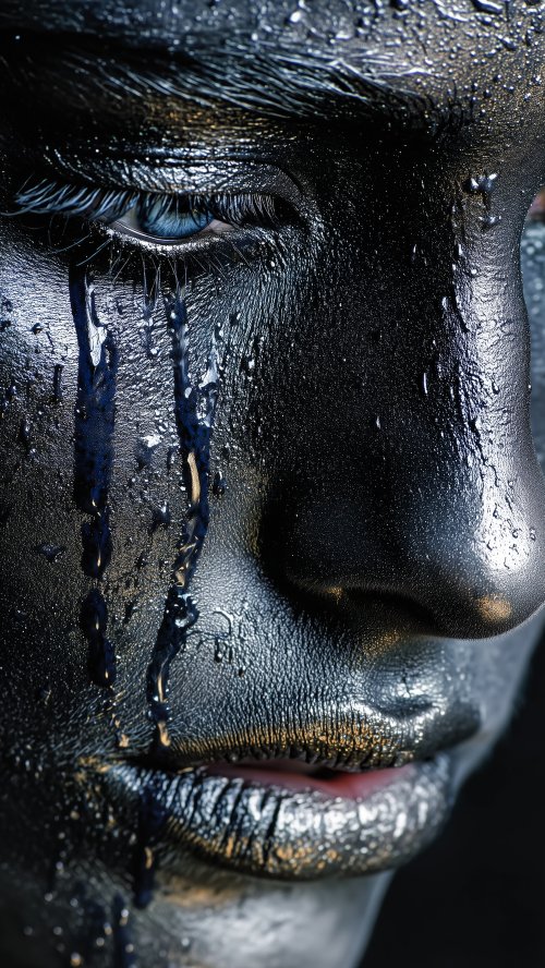 Metallic Silver Face Portrait - art Wallpaper
