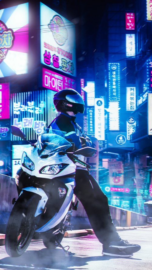 Cyberpunk Biker Night Ride - gaming Wallpaper