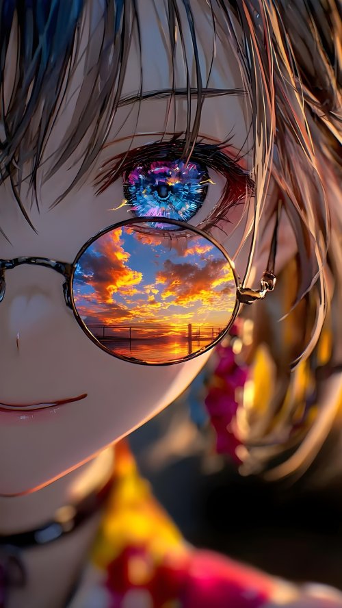 Anime Girl Sunset Reflection - anime Wallpaper
