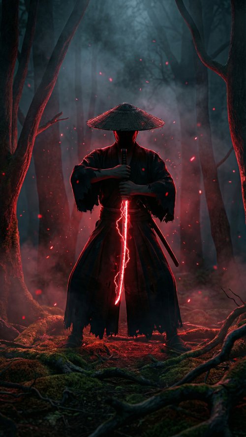 Red Neon Samurai Warrior - Related Desktop & Laptop wallpaper