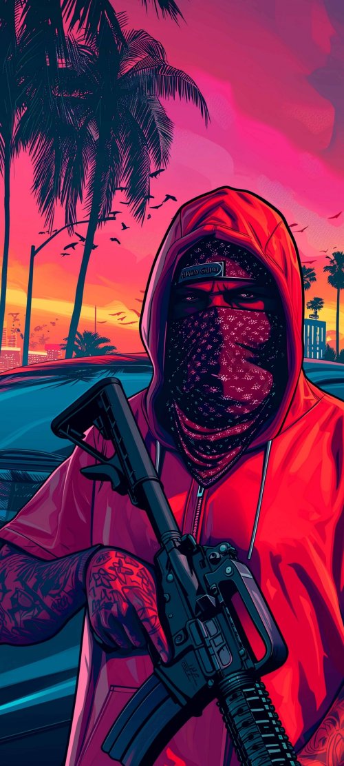 Neon Gangster Sunset Wallpaper - Related Desktop & Laptop wallpaper