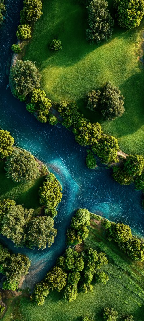 Aerial River Landscape View
