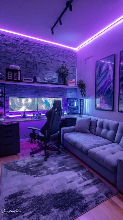 Neon Purple Gaming Room - Related Darkify wallpaper