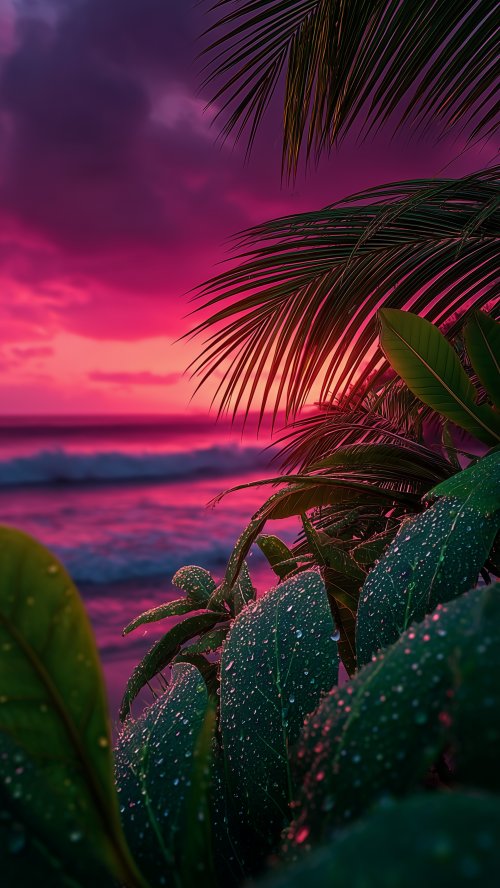 Tropical Sunset Palm Leaves - Related OpersCraft wallpaper