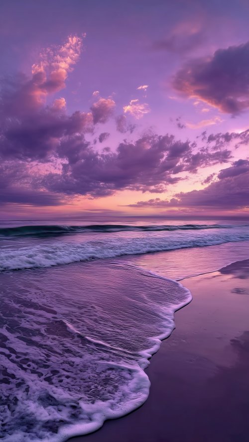 Purple Sunset Ocean Waves - sunset Wallpaper
