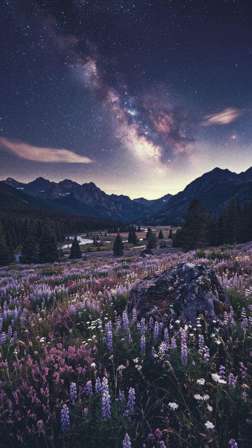 Milky Way Mountain Meadow - Related StockWalls wallpaper