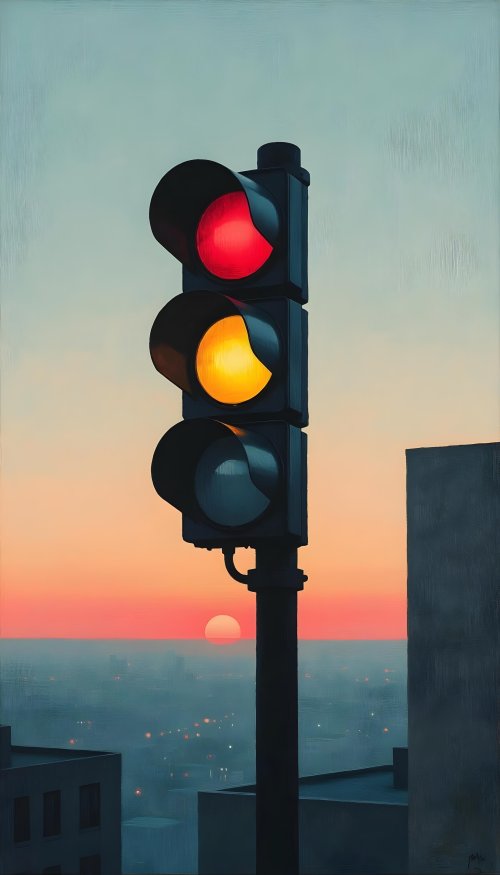 Traffic Light Sunset View - city Wallpaper