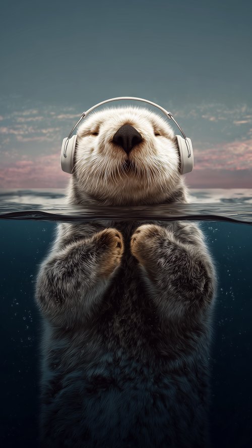 Otter Listening To Music - animal Wallpaper
