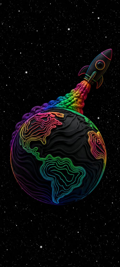 Neon Rainbow Rocket Earth - Related StockWalls wallpaper