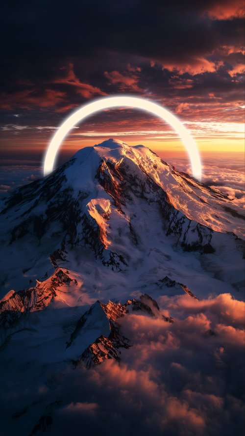 Glowing Halo Mountain Sunset - Related Darkify wallpaper