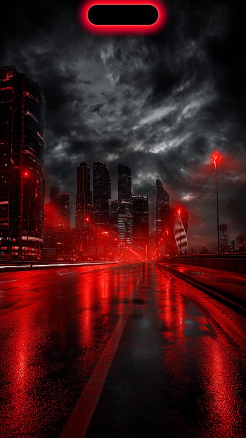 Red Neon City Night - city Wallpaper