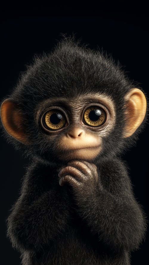Cute Baby Monkey Portrait - Related Darkify wallpaper