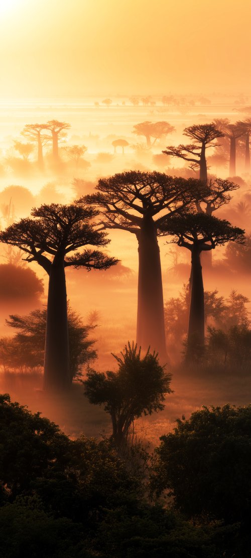 Golden Baobab Tree Sunset