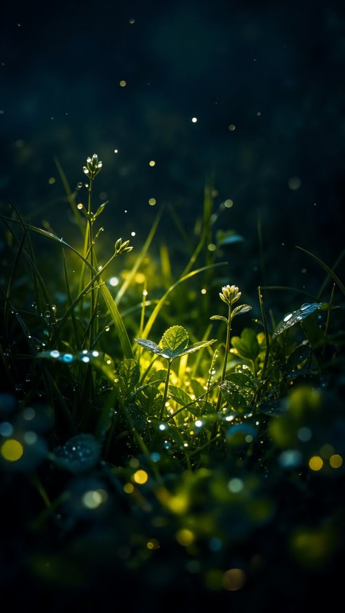 Glowing Morning Dew Grass - nature Wallpaper