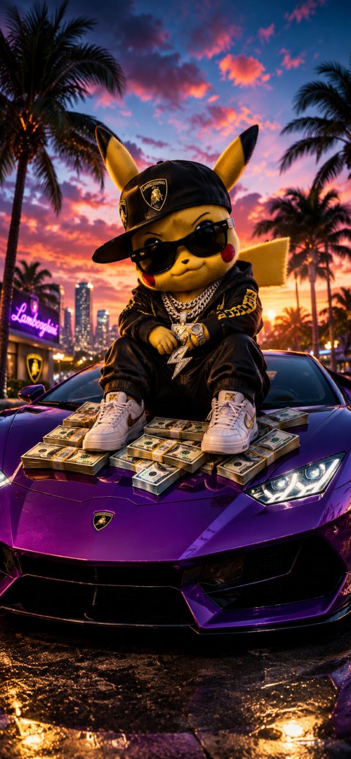 Dope Pikachu Lamborghini Wallpaper