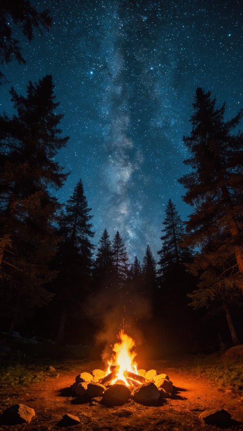 Campfire Under Starry Sky - Related OpersCraft wallpaper