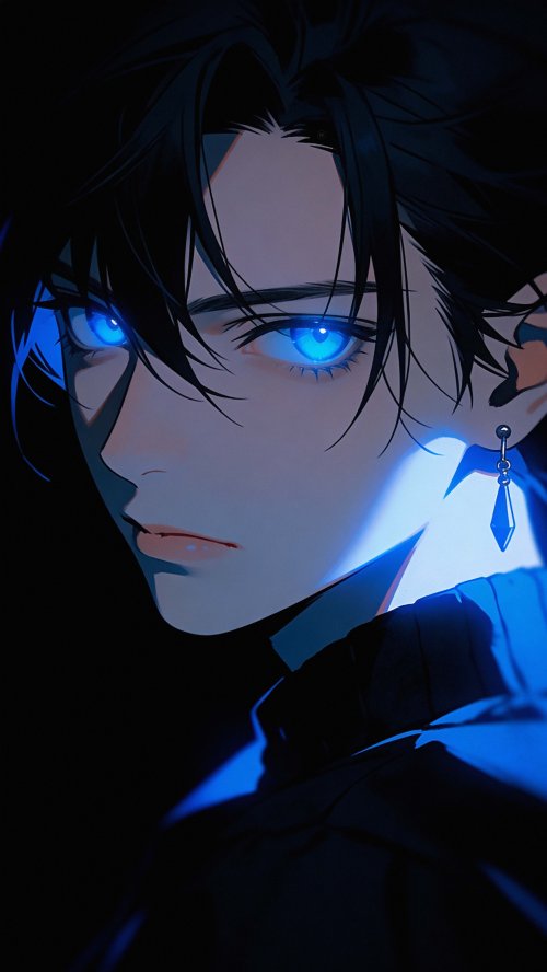 Glowing Blue Anime Boy - Related StockWalls wallpaper