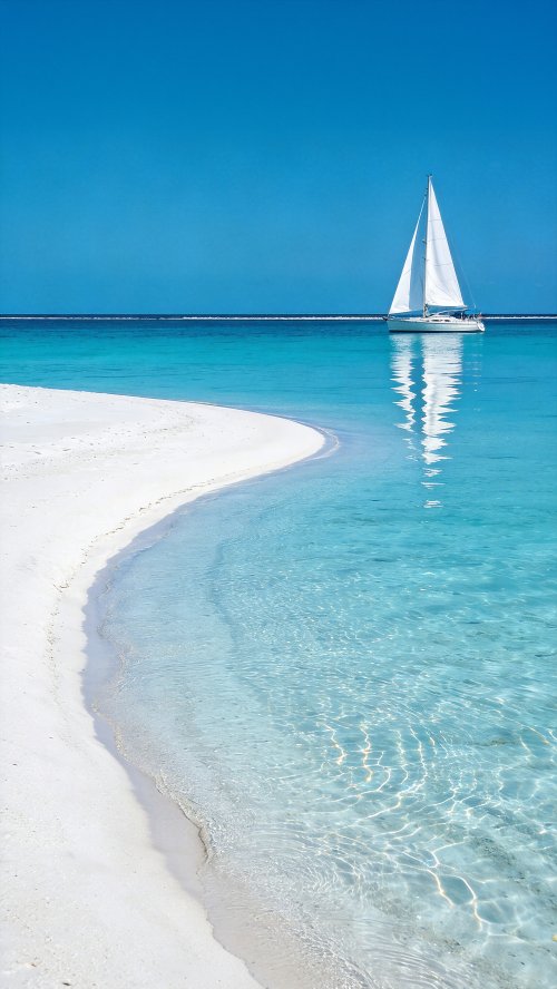 Sailboat on Tropical Beach - boat Wallpaper