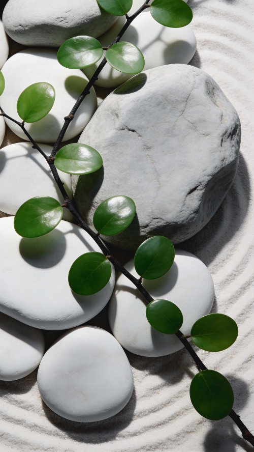 Zen Garden Stone Leaves - minimal Wallpaper