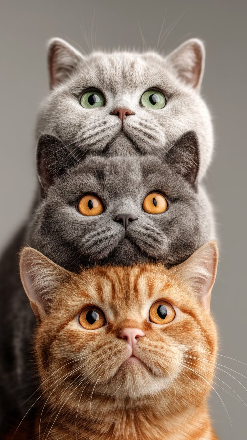 Stacked Cute Cat Faces - cat Wallpaper