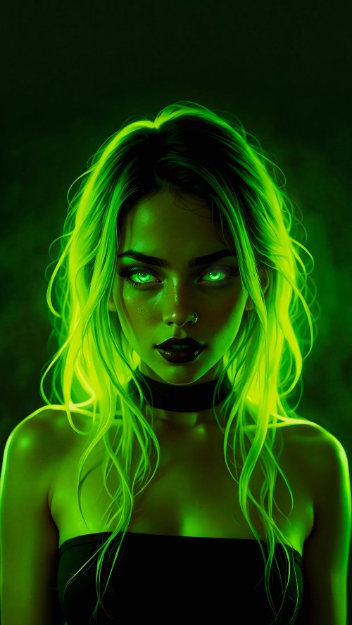 Glowing Green Neon Girl - Related StockWalls wallpaper