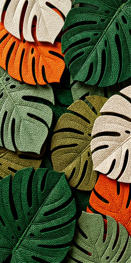 Colorful Monstera Leaf Pattern - plant Wallpaper