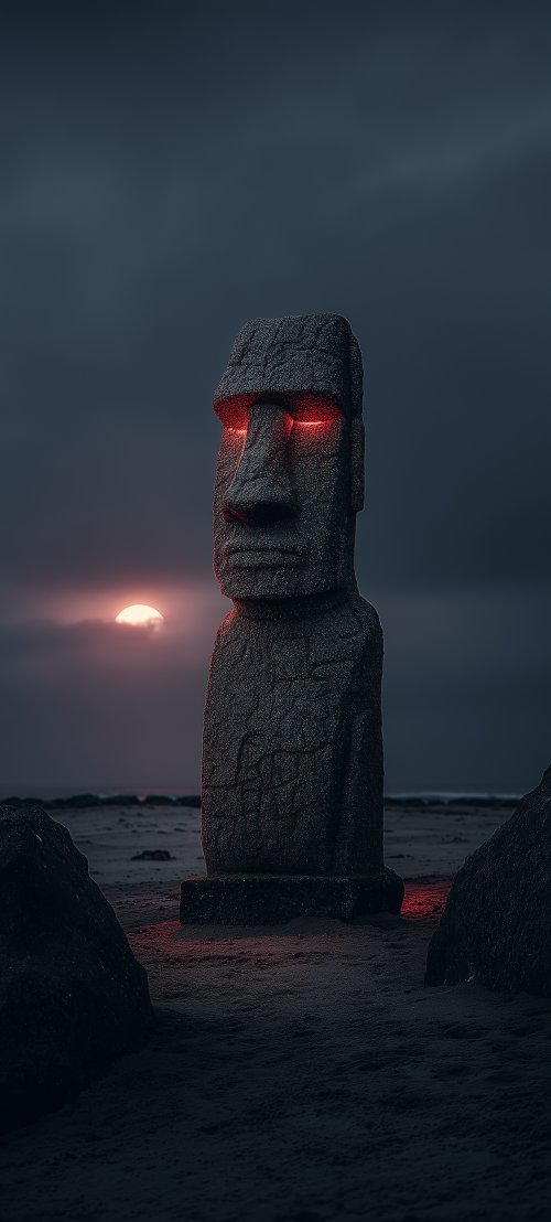 Glowing Moai Statue Sunset - Related OpersCraft wallpaper