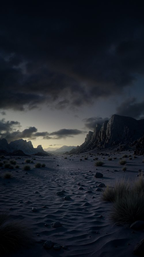 Dark Desert Mountain Landscape - landscape Wallpaper