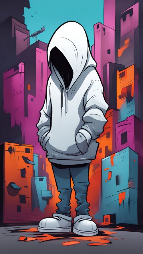 Hooded Figure Urban Art - streetwear Wallpaper