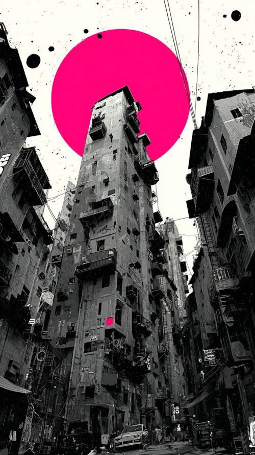 Pink Moon Urban Tower - city Wallpaper