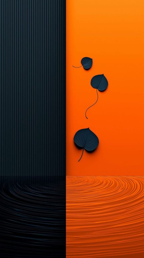 Minimalist Orange Leaf Art - Related OpersCraft wallpaper