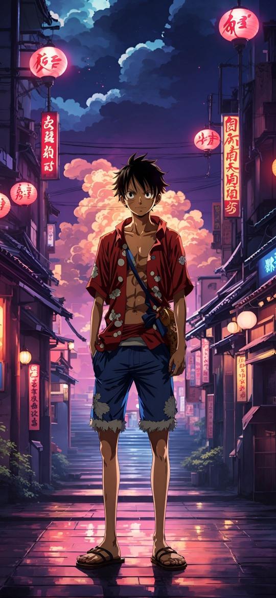 Luffy in Asian Town - Related OpersCraft wallpaper