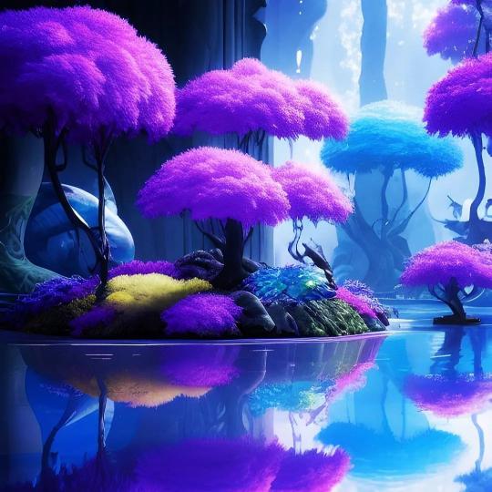 Enchanted Purple Forest Reflection - abstract Wallpaper