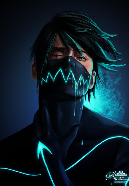 Neon Mask Anime Boy - Related StockWalls wallpaper