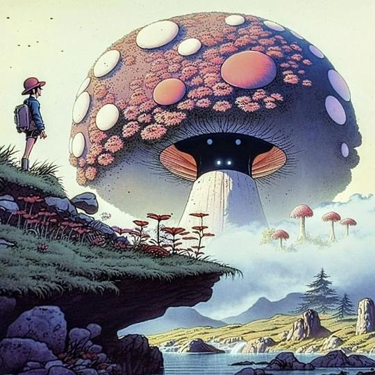Mushroom Spaceship Landscape