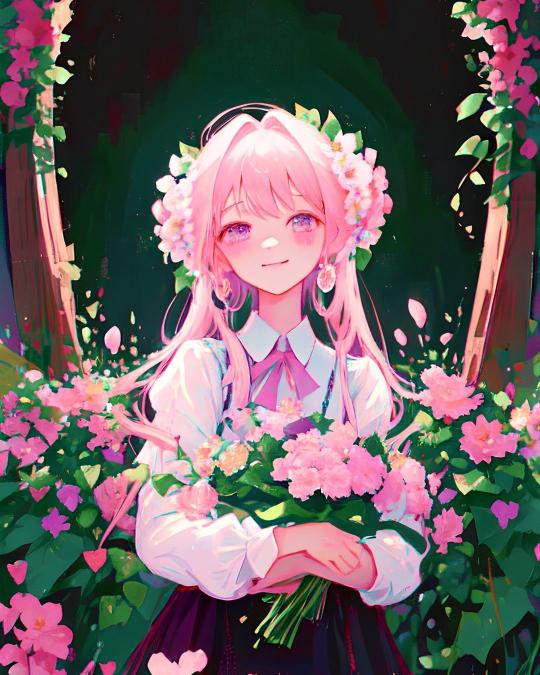 Anime Girl with Flowers - Related OpersCraft wallpaper