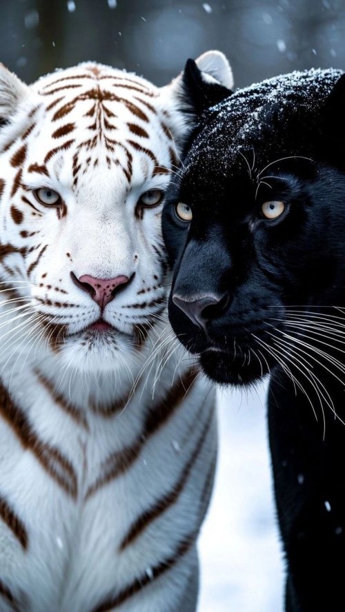 White Tiger and Panther - tiger Wallpaper