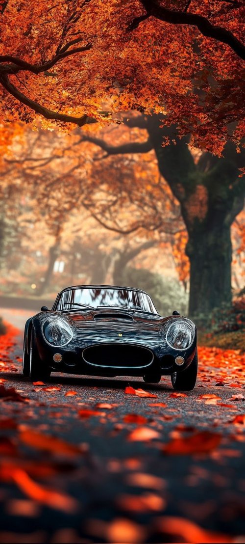 Ferrari in Autumn Forest - ferrari Wallpaper
